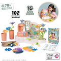 Kvetinárstvo s vlastnou výrobou textilných kvetov Crea My Flower Factory Smoby s vázami 102 doplnkov