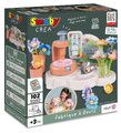 Kvetinárstvo s vlastnou výrobou textilných kvetov Crea My Flower Factory Smoby s vázami 102 doplnkov