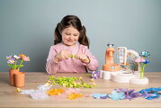 Kvetinárstvo s vlastnou výrobou textilných kvetov Crea My Flower Factory Smoby s vázami 102 doplnkov