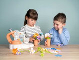 Kvetinárstvo s vlastnou výrobou textilných kvetov Crea My Flower Factory Smoby s vázami 102 doplnkov