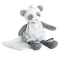 Plyšová panda na maznanie Attrape-Rêves Doudou et Compagnie sivá v darčekovom balení 28 cm od 0 mes