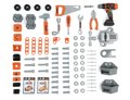 Pracovná dielňa s mechanickou vŕtačkou Black&Decker Bricolo Center Workbench Smoby so zatĺkačkou a skladacím autíčkom 92 doplnkov 103 cm výška