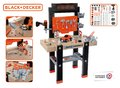 Pracovná dielňa s mechanickou vŕtačkou Black&Decker Bricolo Center Workbench Smoby so zatĺkačkou a skladacím autíčkom 92 doplnkov 103 cm výška