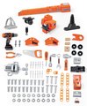 Pracovný stôl s funkčným žeriavom Black&Decker Bricolo Builder Smoby so stavebnicou auto a vŕtačkou a 94 doplnkov 117 cm výška