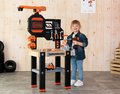 Pracovný stôl s funkčným žeriavom Black&Decker Bricolo Builder Smoby so stavebnicou auto a vŕtačkou a 94 doplnkov 117 cm výška