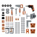 Pracovná dielňa so skladacím autíčkom Bricolo Pro Workbench Black&Decker Smoby s mechanickou vŕtačkou a náradím s montážnymi dielikmi 78 doplnkov výšk