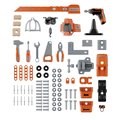 Pracovný stôl s mechanickým žeriavom Bricolo Builder Black&Decker Smoby so skladacím autíčkom a vŕtačkou 92 doplnkov 102 cm výška