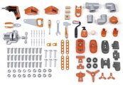 Pracovný stôl trojkrídlový na kolieskach Black&Decker Mega Center Smoby strojárstvo inštalatérstvo maľovanie a tesárstvo 100 doplnkov 103 cm výška
