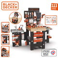 Pracovný stôl trojkrídlový na kolieskach Black&Decker Mega Center Smoby strojárstvo inštalatérstvo maľovanie a tesárstvo 100 doplnkov 103 cm výška