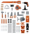 Pracovná dielňa s mechanickým žeriavom Bricolo Builder Black&Decker Smoby so skladacím autíčkom a vŕtačkou 87 doplnkov