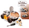 Stavebnica vesmírne autíčko 3v1 Space Rover Discovery Set Smoby 50 dielikov so skrutkovačom a figúrka astronauta s pohyblivými končatinami