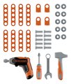 Pracovný kufrík s vŕtačkou Bricolo Case Black&Decker Smoby s náradím a montážnymi dielmi 36 doplnkov