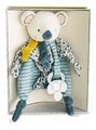Plyšová koala s klipom na cumlík Yoca le Koala Doudou Dummy Holder Doudou et Compagnie v darčekovom balení modrá 20 cm od 0 mes