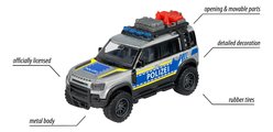 Autíčko policajné Land Rover Defender 90 Police Majorette dĺžka 12,5 cm