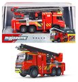 Autíčko hasičské Volvo FMX Truck Fire Engine Majorette s vysúvacou plošinou dĺžka 19 cm
