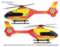 Helikoptéra záchranná Airbus H135 Rescue Helicopter Majorette kovová so zvukom a svetlom dĺžka 25,5 cm