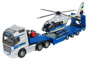 Kamión s policajným vrtuľníkom Volvo Truck Airbus Majorette 35 cm dĺžka