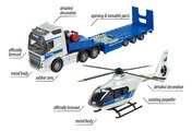 Kamión s policajným vrtuľníkom Volvo Truck Airbus Majorette 35 cm dĺžka