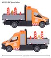 Autíčko s nákladnou plošinou Mercedes-Benz Sprinter Platform Majorette kovové so zvukom a svetlom dĺžka 15 cm