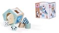 Drevený didaktický domček Shape Box Panda Eichhorn so 6 vkladacími kockami od 12 mes