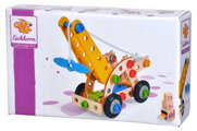 Drevená stavebnica žeriav Constructor Mobile Crane Eichhorn štyri modely (žeriav, lietadlo, helikoptéra, bicykel) 70 dielov