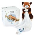 Plyšová panda so šnúrkou na cumlík Red Panda Unicef Collection Doudou et Compagnie v darčekovom balení červená 12 cm od 0 mes