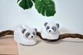 Papučky pre bábätko Panda Booties Unicef Collection Doudou et Compagnie v darčekovom balení biele 0-6 mes