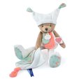 Plyšový medvedík s handričkou Plush Bear White Doudou et Compagnie s QR kódom na rozprávky biely 35 cm od 0 mes