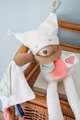 Plyšový medvedík s handričkou Plush Bear White Doudou et Compagnie s QR kódom na rozprávky biely 35 cm od 0 mes