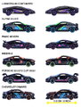 Autíčko Neon Racer Premium Majorette din metal, 6 tipuri diferite, cu piese care se deschid; lungime 7,5 cm; 1:64