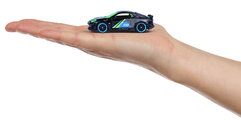 Autíčko Neon Racer Premium Majorette din metal, 6 tipuri diferite, cu piese care se deschid; lungime 7,5 cm; 1:64
