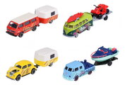 Autíčko s prívesom VW The Originals Trailer Majorette kovové s odpružením 13 cm dĺžka 4 druhy