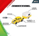 Autíčko s prívesom VW The Originals Trailer Majorette kovové s odpružením 13 cm dĺžka 4 druhy