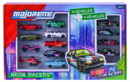 Autíčka Neon Racer Giftpack Majorette set metalic de 14 tipuri, în ambalaj cadou, lungime 7,5 cm, 1:64
