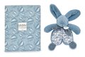 Plyšový zajačik na maznanie Bunny Comforter Blue Doudou et Compagnie v darčekovom balení modrý 18 cm od 0 mes