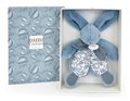 Plyšový zajačik na maznanie Bunny Comforter Blue Doudou et Compagnie v darčekovom balení modrý 18 cm od 0 mes