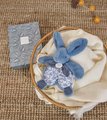 Plyšový zajačik na maznanie Bunny Comforter Blue Doudou et Compagnie v darčekovom balení modrý 18 cm od 0 mes