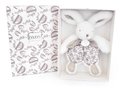 Plyšový zajačik na maznanie Bunny Comforter White Doudou et Compagnie v darčekovom balení biely 18 cm od 0 mes