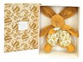 Plyšový zajačik na maznanie Bunny Comforter Ocher Doudou et Compagnie v darčekovom balení žltý 18 cm od 0 mes