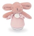 Plyšový zajačik Musical Night Light Pink Doudou et Compagnie s hudbou bielym šumom a svetlom ružový 16 cm od 0 mes