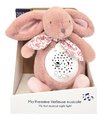 Plyšový zajačik Musical Night Light Star Projector Pink Doudou et Compagnie so svetlom hudbou a bielym šumom ružový 19 cm od 0 mes