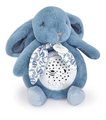 Plyšový zajačik Musical Night Light Star Projector Blue Doudou et Compagnie so svetlom hudbou a bielym šumom modrý 19 cm od 0 mes