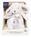 Plyšový zajačik Musical Night Light Star Projector White Doudou et Compagnie so svetlom hudbou a bielym šumom biely 19 cm od 0 mes