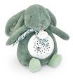 Plyšový zajačik Musical Night Light Star Projector Sage Green Doudou et Compagnie so svetlom hudbou a bielym šumom zelený 19 cm od 0 mes