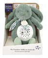 Plyšový zajačik Musical Night Light Star Projector Sage Green Doudou et Compagnie so svetlom hudbou a bielym šumom zelený 19 cm od 0 mes