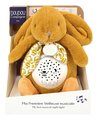 Plyšový zajačik Musical Night Light Star Projector Ocher Doudou et Compagnie so svetlom hudbou a bielym šumom žltý 19 cm od 0 mes