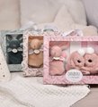 Darčeková sada pre bábätko Slipper Gift Set Beige Lapin Doudou et Compagnie papučky a zajačik na maznanie béžová 15 cm v darčekovom balení od 0 mes
