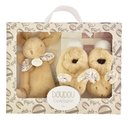 Darčeková sada pre bábätko Slipper Gift Set Beige Lapin Doudou et Compagnie papučky a zajačik na maznanie béžová 15 cm v darčekovom balení od 0 mes