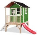 Domček cédrový na pilieroch Loft 300 Green Exit Toys s vodeodolnou strechou a šmykľavkou zelený