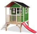 Domček cédrový na pilieroch Loft 300 Green Exit Toys s vodeodolnou strechou a šmykľavkou zelený